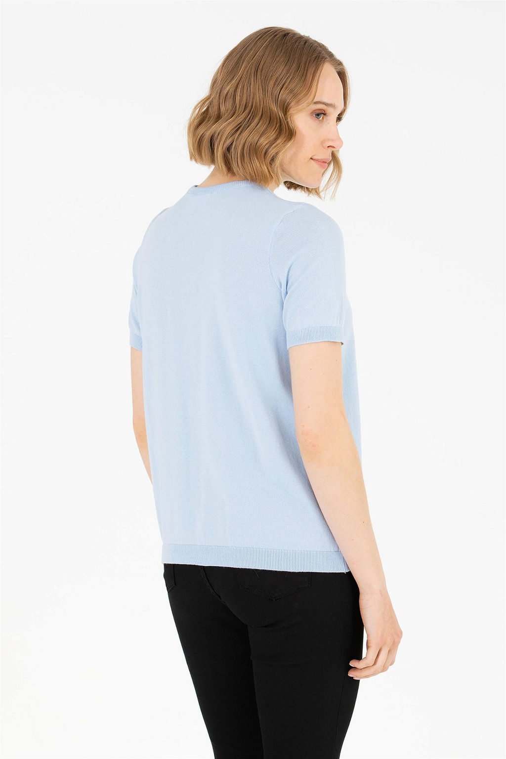 Женский голубой свитер с круглым вырезом Неожиданная скидка в корзине - U.s. polo assn фото 5