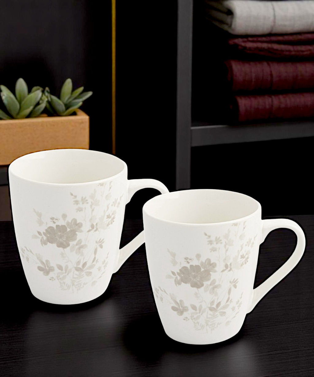 Кружка, 350 мл, 2 шт, фарфор P, белая, Цветы и листья, Florance - Anna lafarg фото 3
