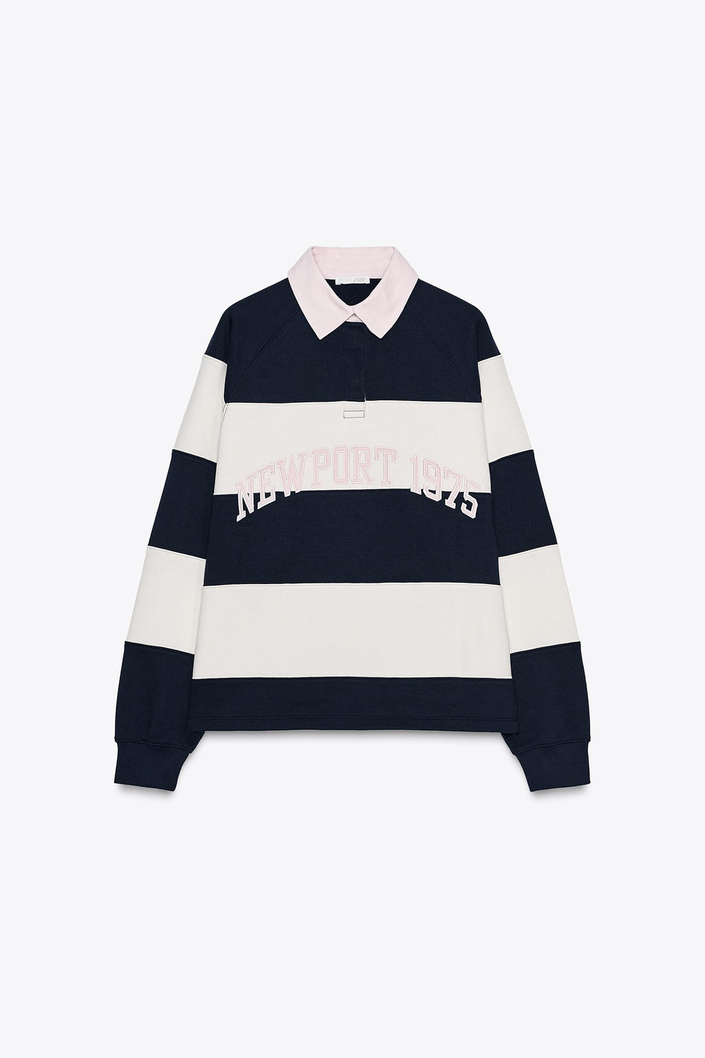 STRIPED POLO NECK SLOGAN SWEATSHIRT - Zara фото 7