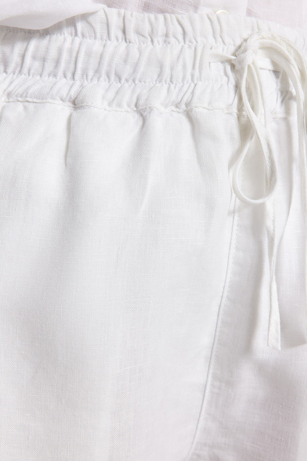 Beyaz %100 Keten Beli Lastikli Yuksek Bel Sort TWOSS23SR00319