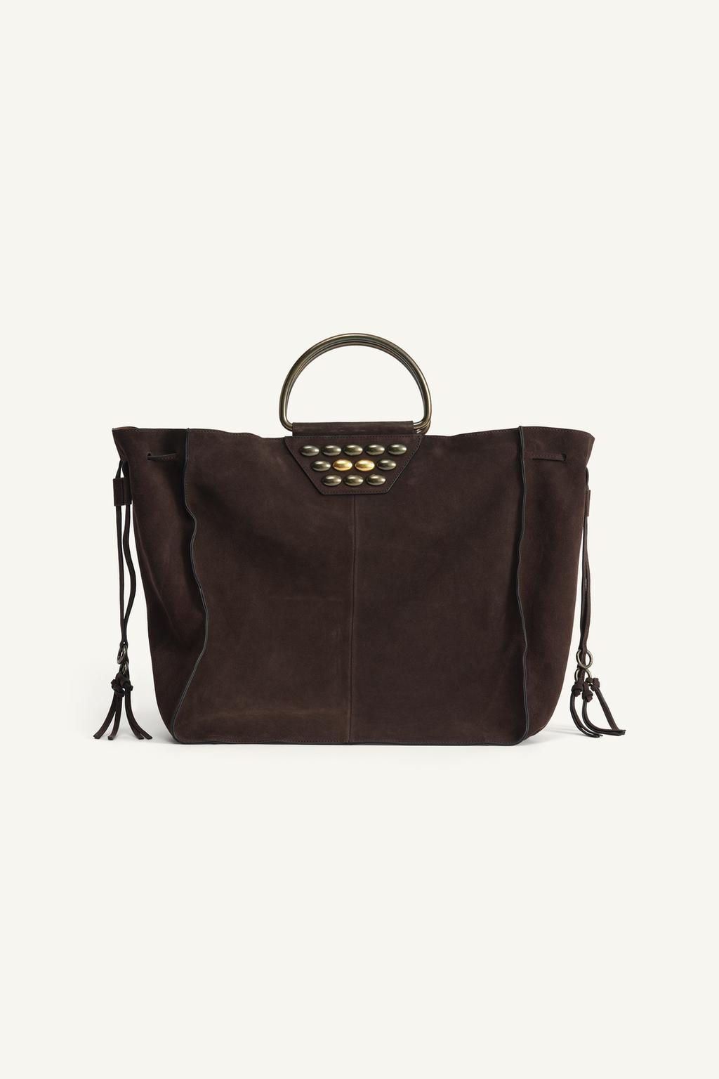LIMITED EDITION SPLIT SUEDE STUDDED CITY BAG - Zara фото 4