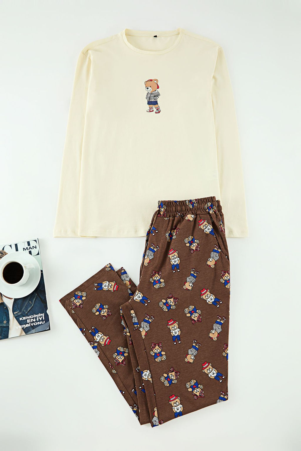 TRENDYOL MAN Grimelanj - Lacivert Ay?c?k Desenli Couple/Cift Orme Pijama Tak?m? TMNAW25PT00044