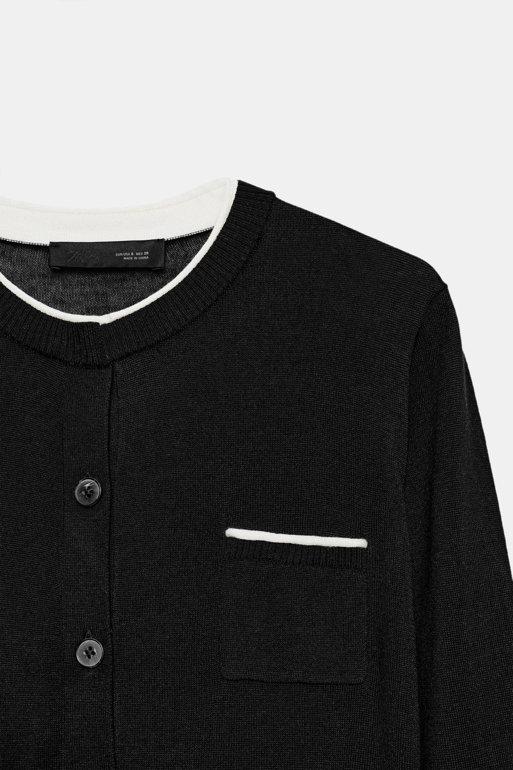 CHAQUETA COMBINADA PUNTO / Negro / Blanco - Zara фото 8