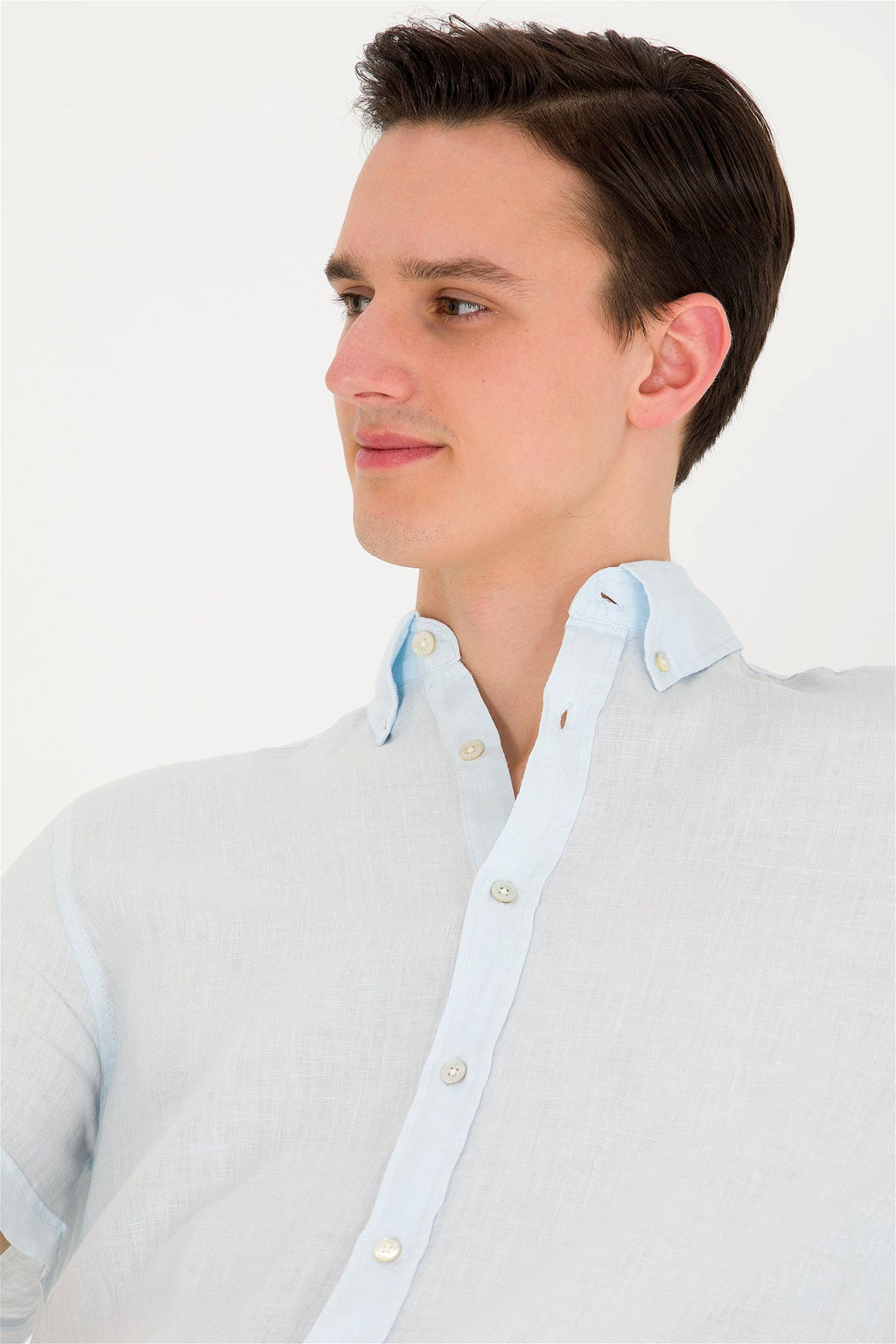 Мужская светло -голубая рубашка с коротким рукавом в корзине - U.s. polo assn фото 2