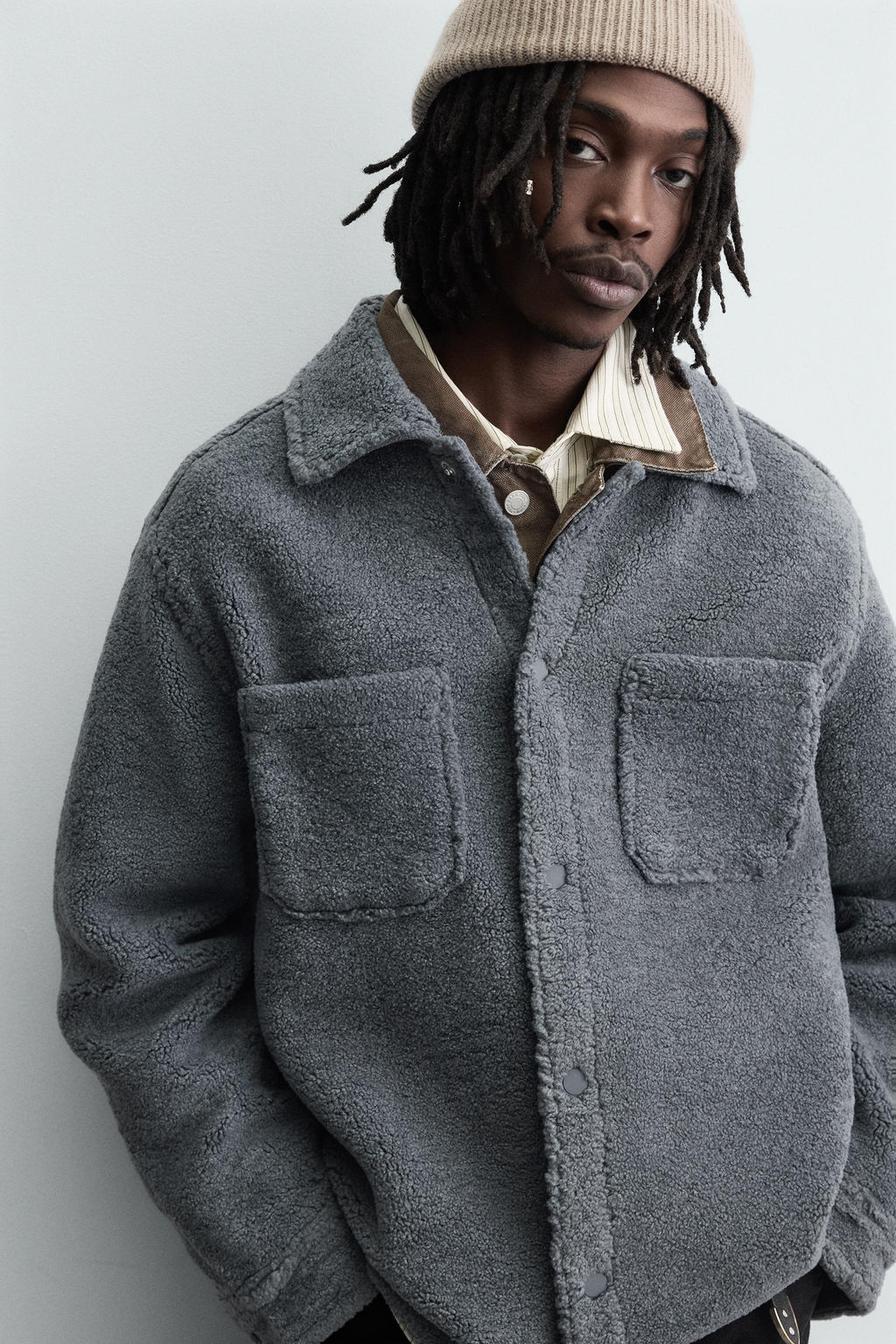 FAUX SHEARLING OVERSHIRT WITH POCKETS - Zara фото 6