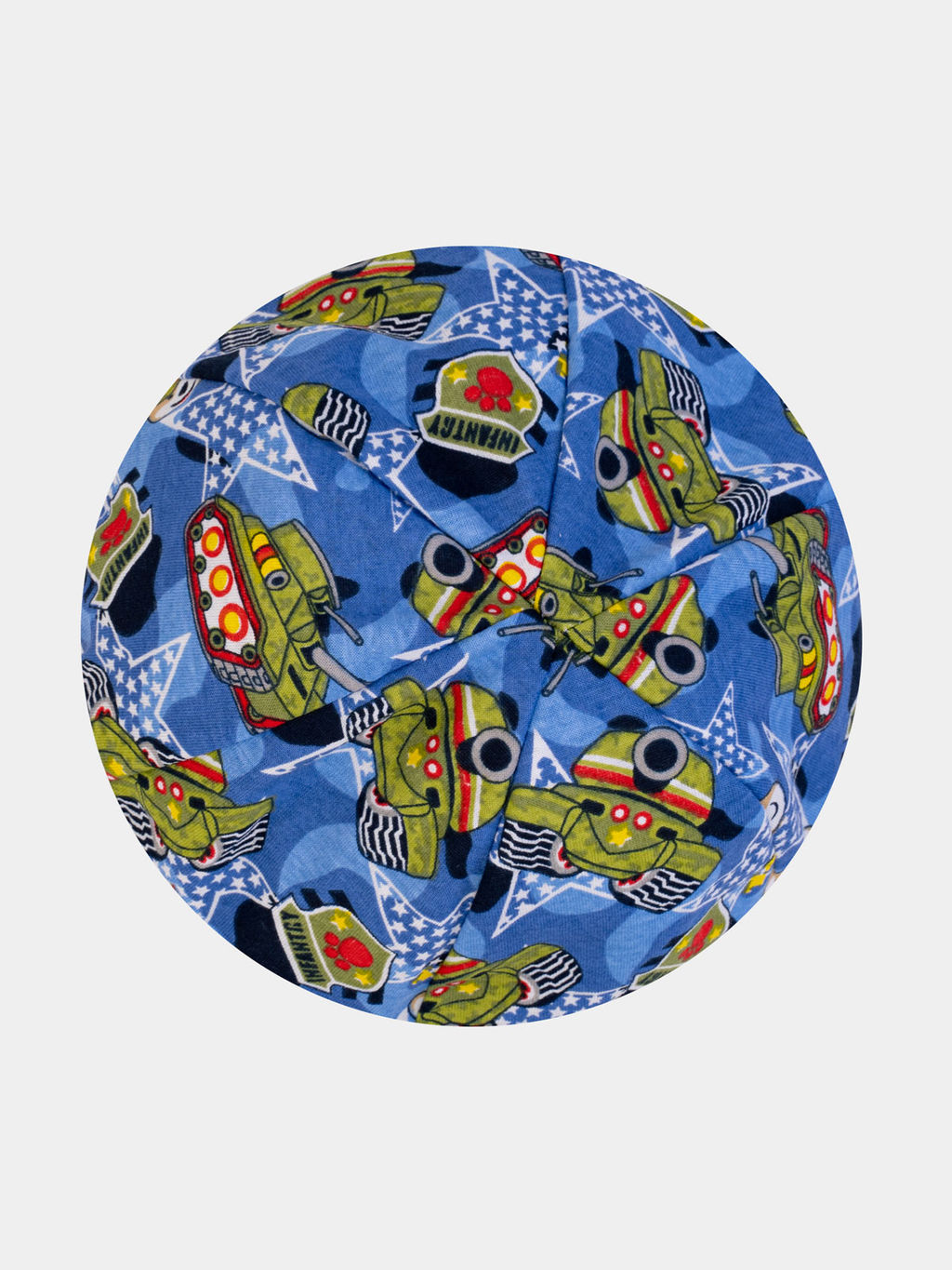 Берет детский голубой принт армия