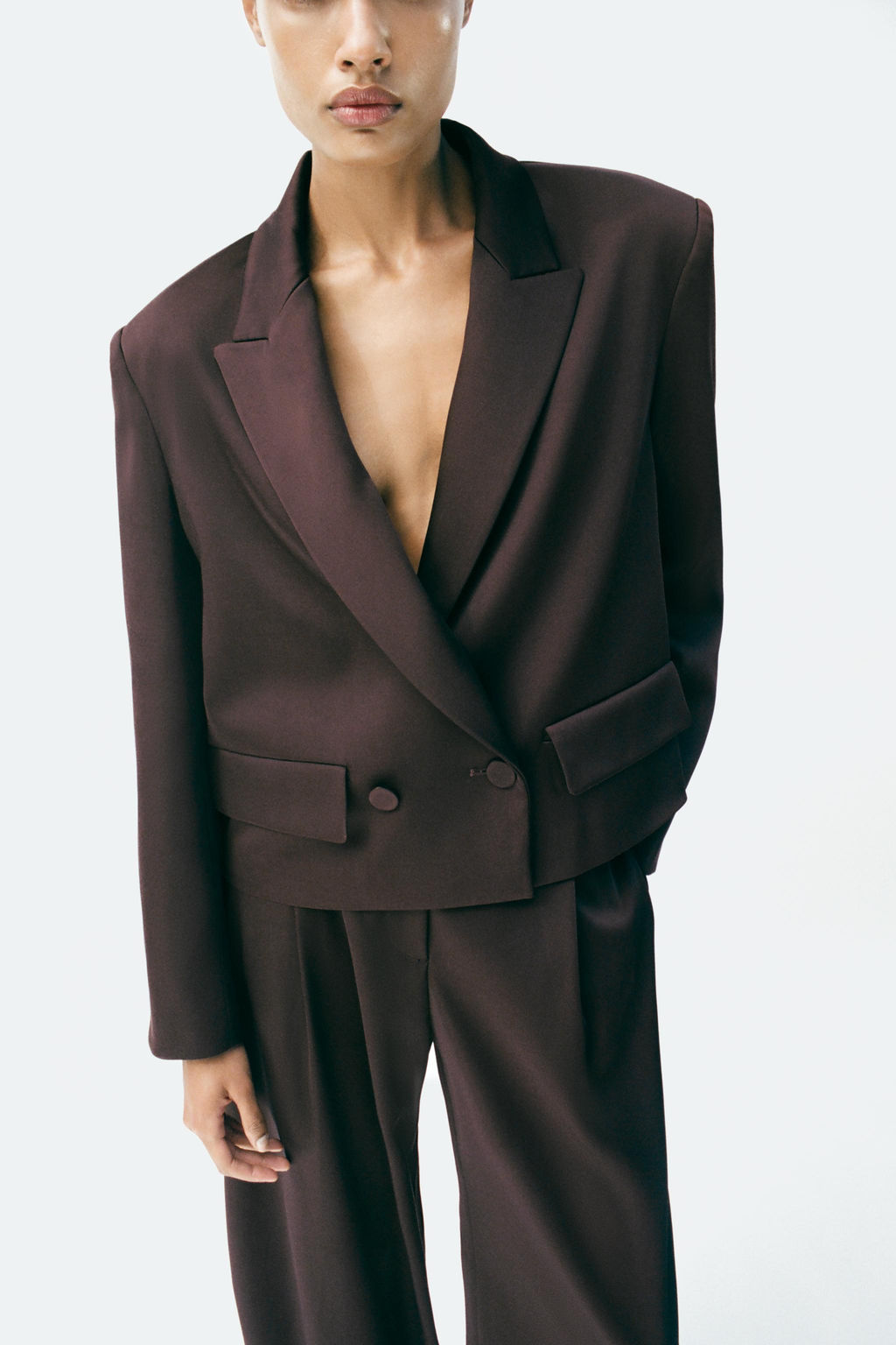 DOUBLE-BREASTED SATIN BLAZER - Zara фото 4