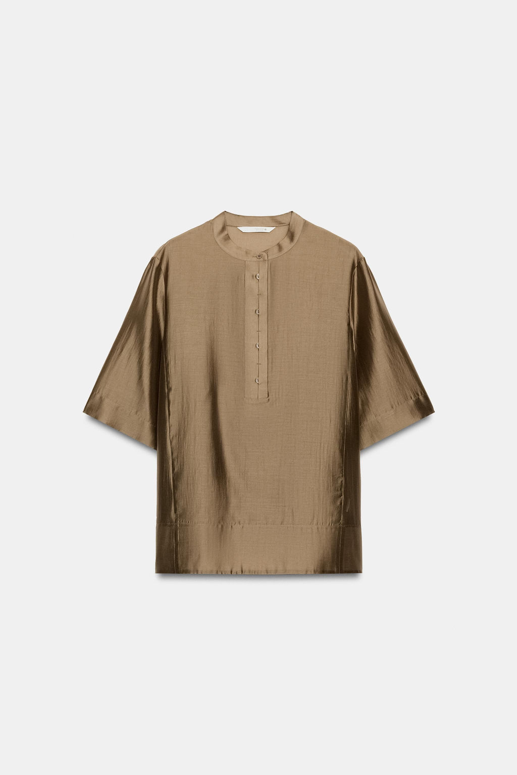 BLUSA FLUIDA MANGA CORTA ZW COLLECTION / Marr?n claro
