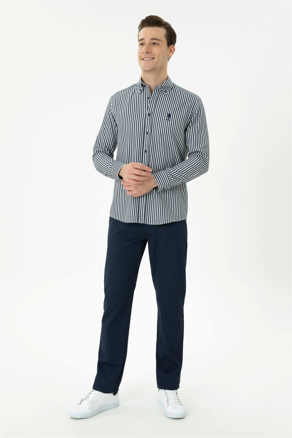 Мужская темно-синяя рубашка с длинным рукавом - U.s. polo assn фото 4