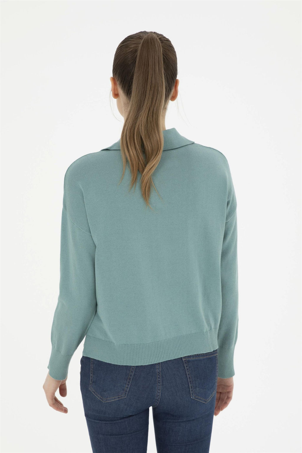 Женский мятный свитер-поло Yala Неожиданная скидка в корзине - U.s. polo assn фото 5