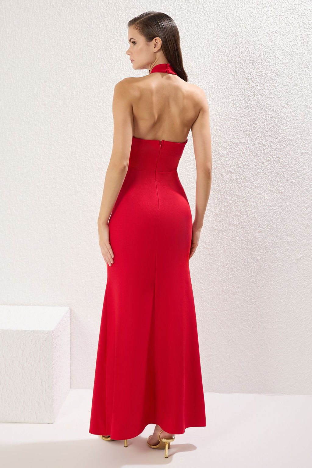 K?rm?z? Bal?k Kesim Dokuma Maxi S?k Abiye Gece Mezuniyet Elbisesi TPRSS25AE00049