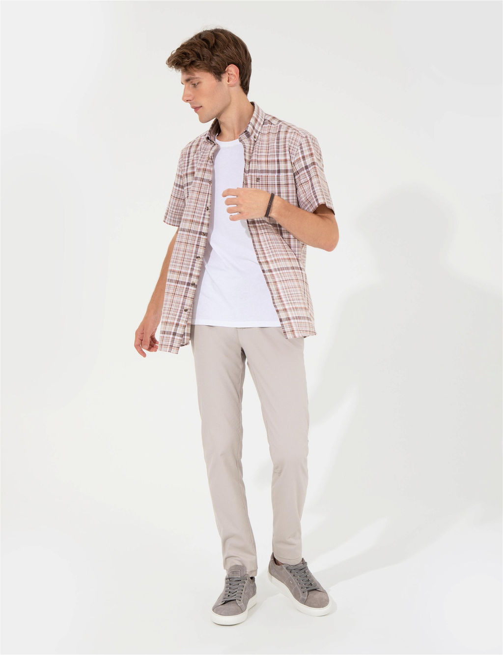 Kahverengi Regular Fit K_sa Kollu G_mlek