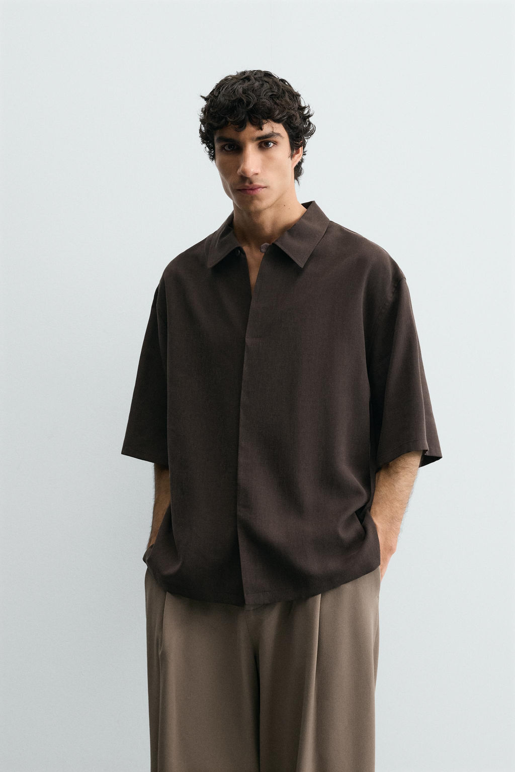 CAMISA FLUIDA RELAXED FIT / Marr?n - Zara фото 10