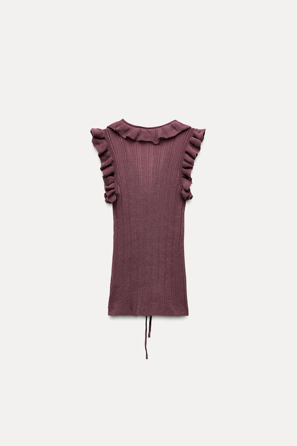 KNIT TOP WITH RUFFLES AND TIES - Zara фото 4