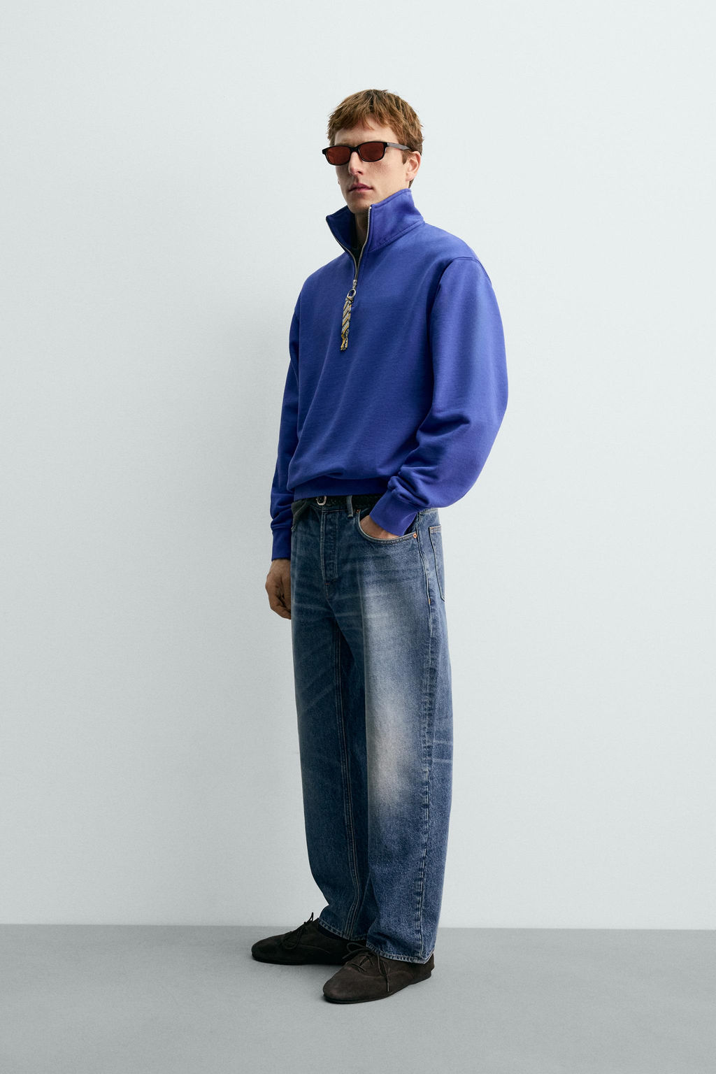 SUDADERA CUELLO CREMALLERA CINTA AARON LEVINE X ZARA / Azul?n  фото 4