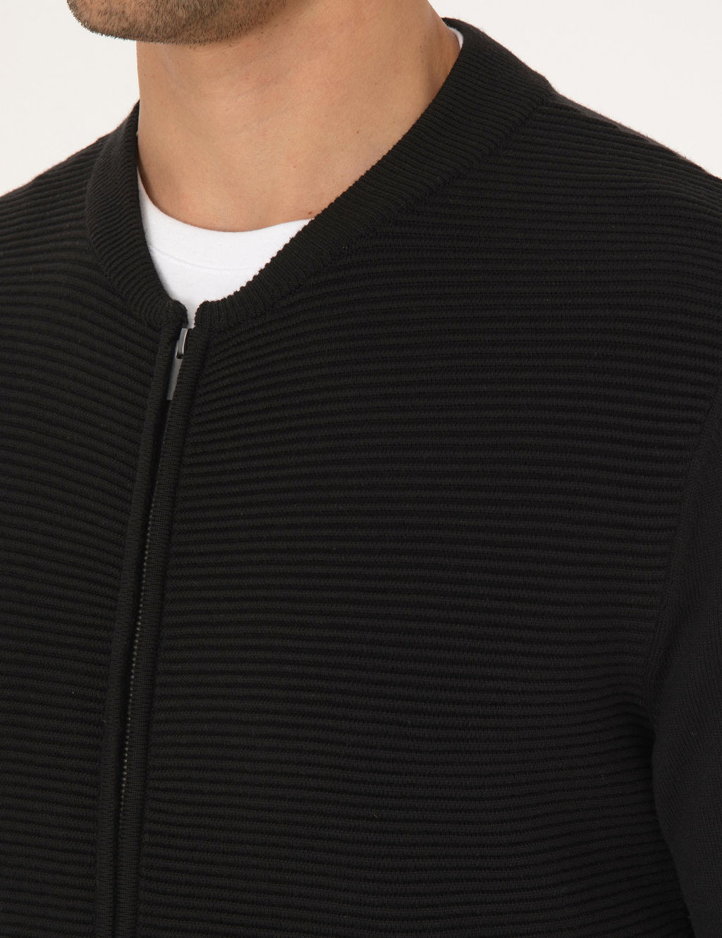 Siyah Slim Fit Fermuarl_ Triko H_rka - Pierre cardin фото 7