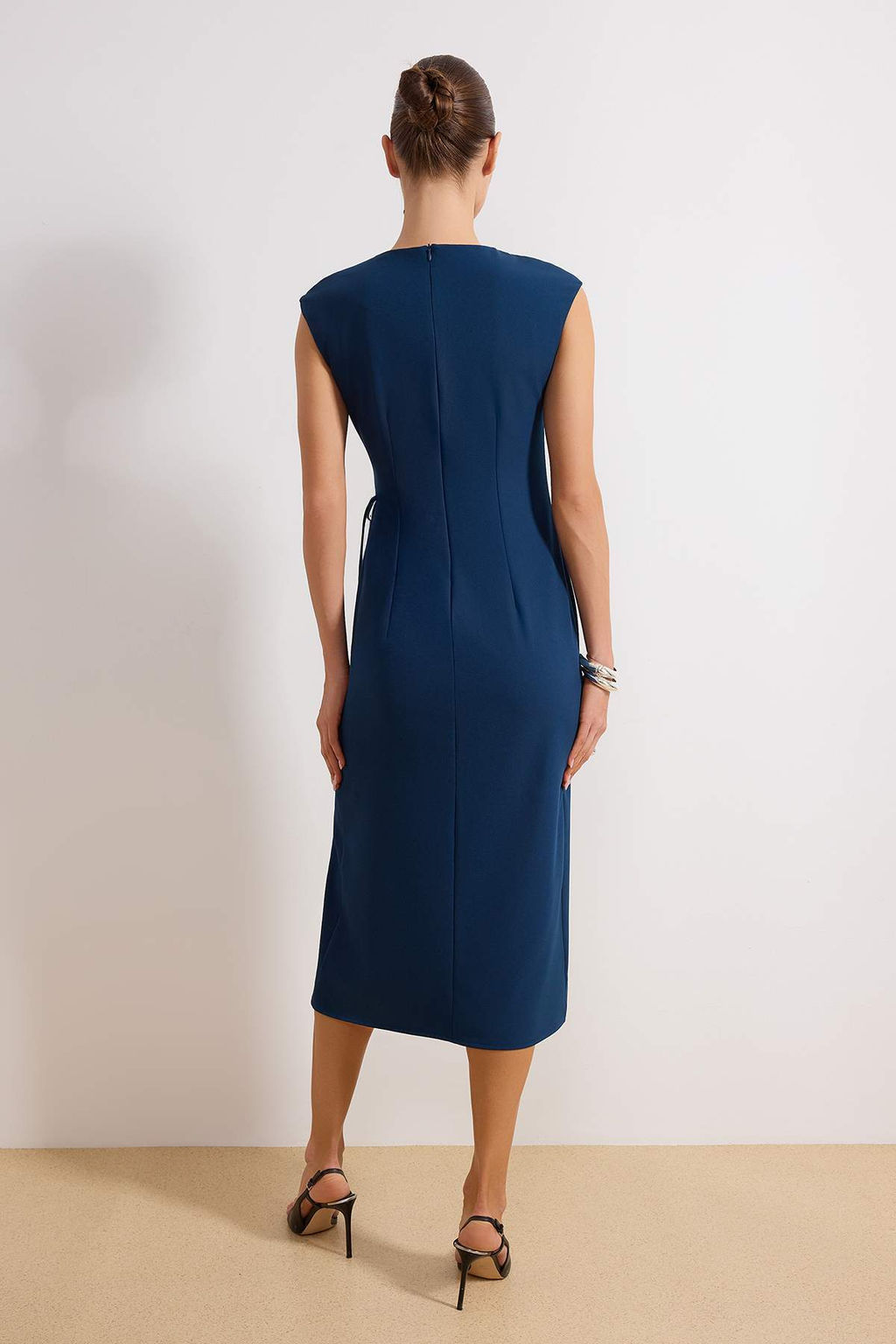 Petrol Baglama Detayl? Midi Dokuma Elbise TWOSS26EL00081