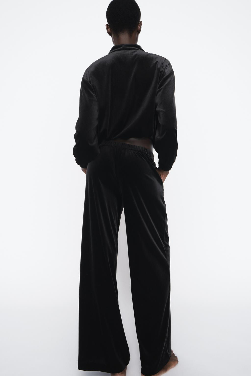 WIDE-LEG VELVET TROUSERS - Zara фото 7