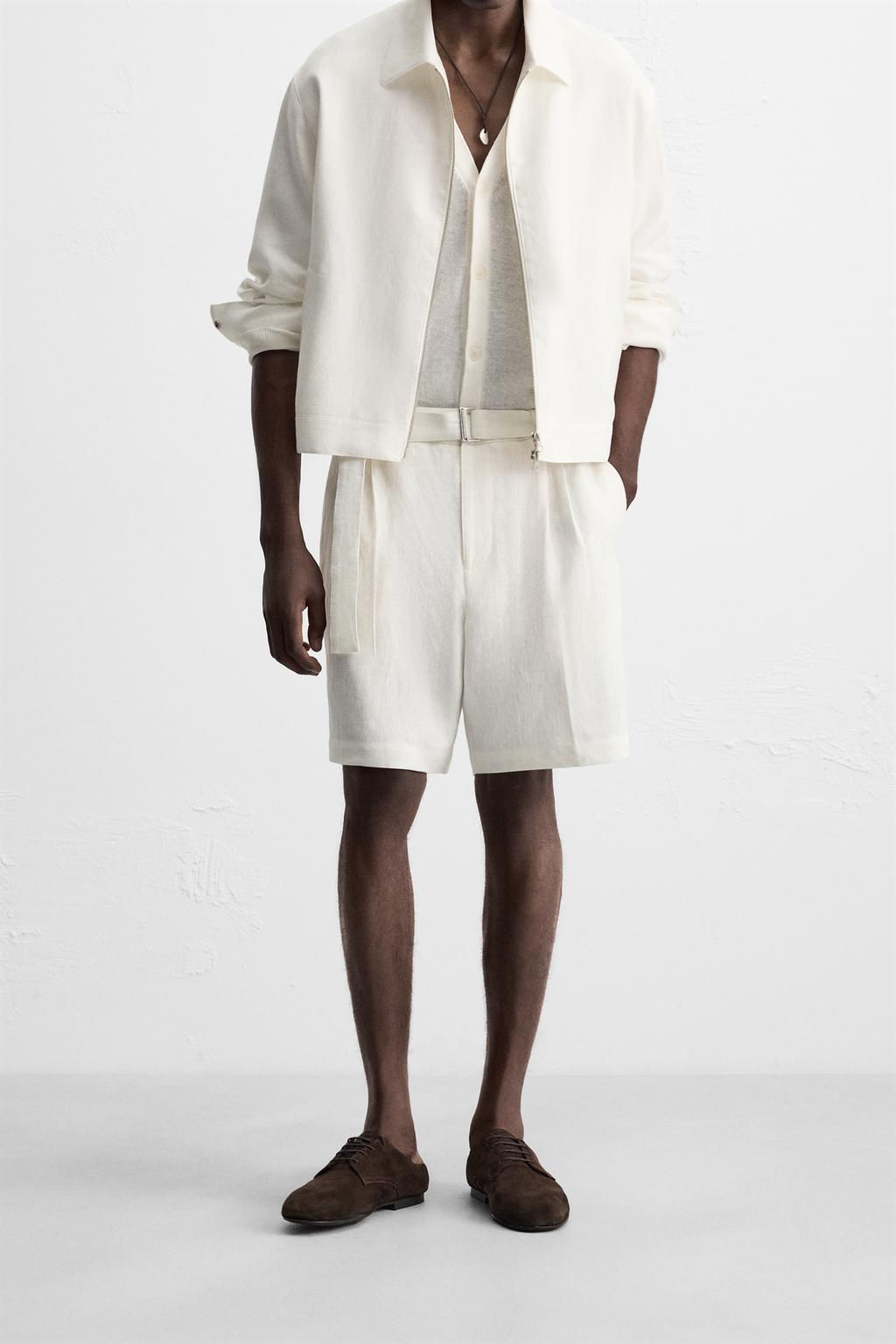 100% LINEN BERMUDA SHORTS WITH BELT - Zara фото 2