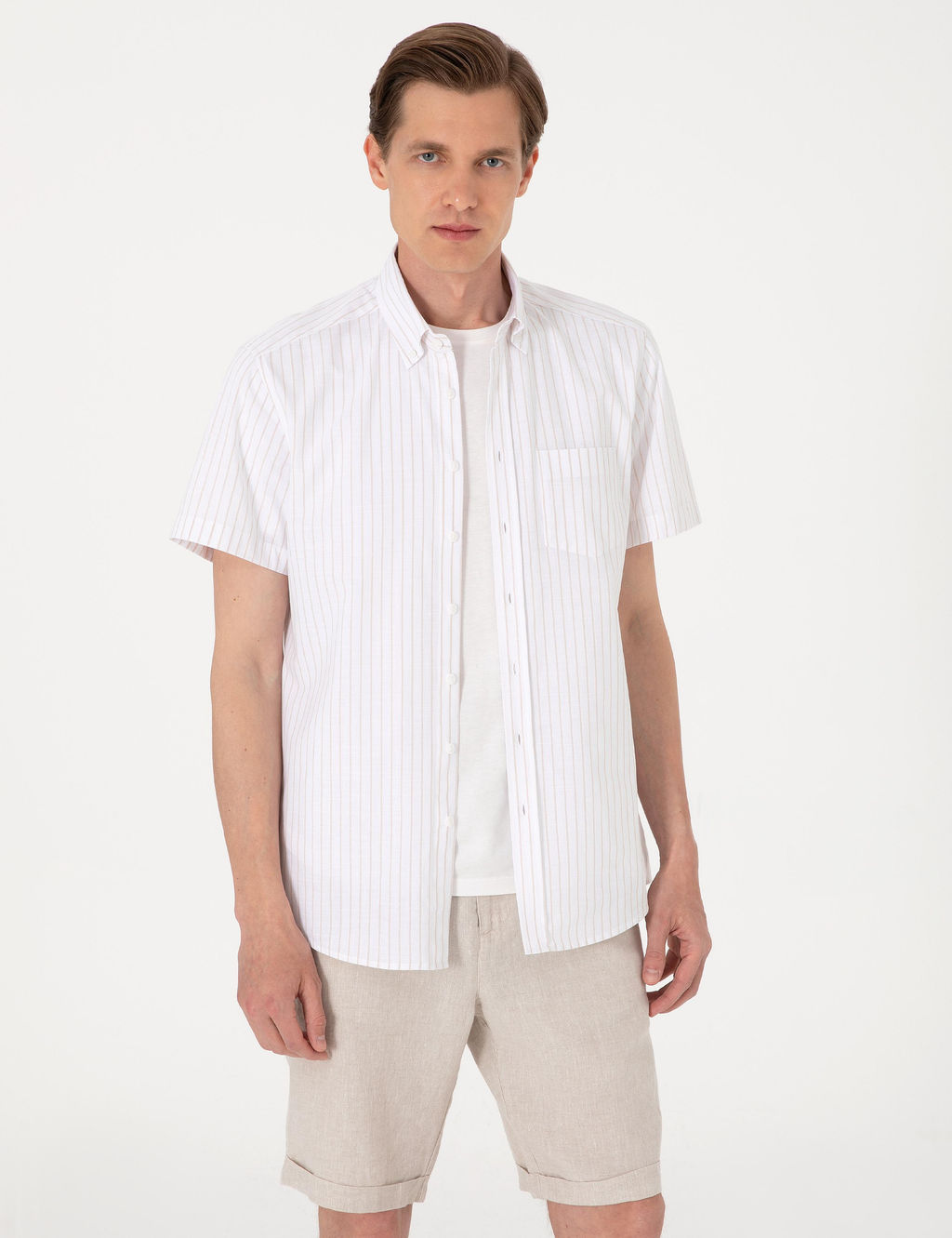 Bej Regular Fit _izgili K_sa Kollu G_mlek - Pierre cardin фото 3