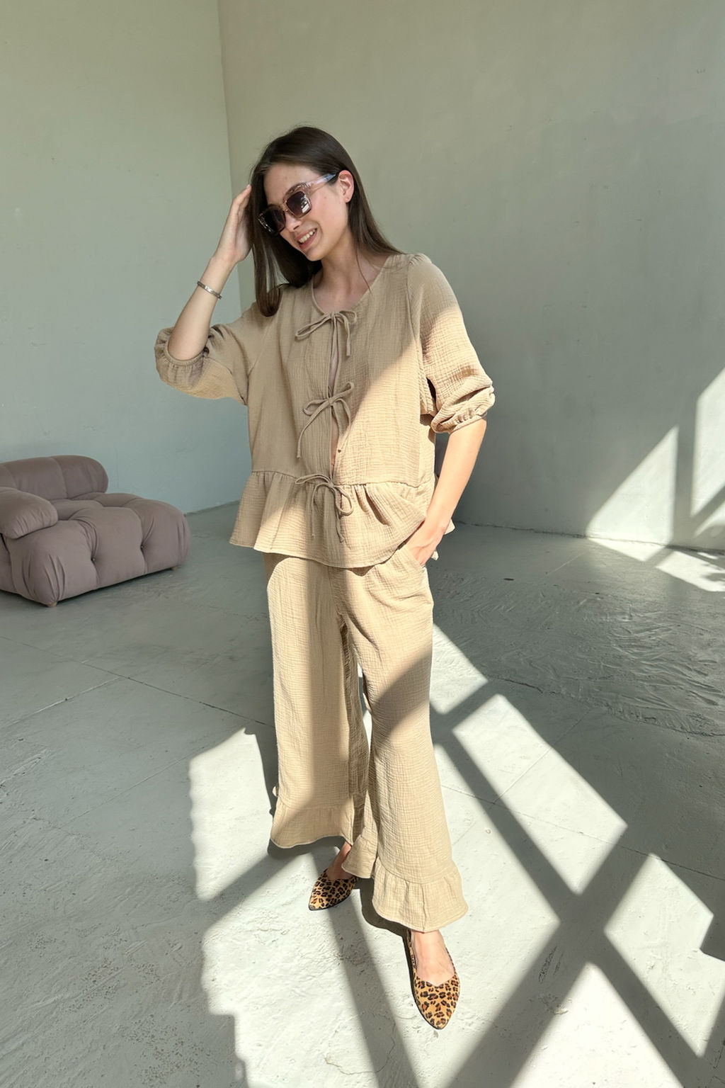 Костюм муслин SET070/02/Оливка