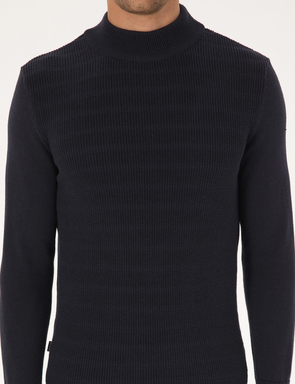 Lacivert Slim Fit Yar_m Bal_k__ Yaka Triko Kazak - Pierre cardin фото 6