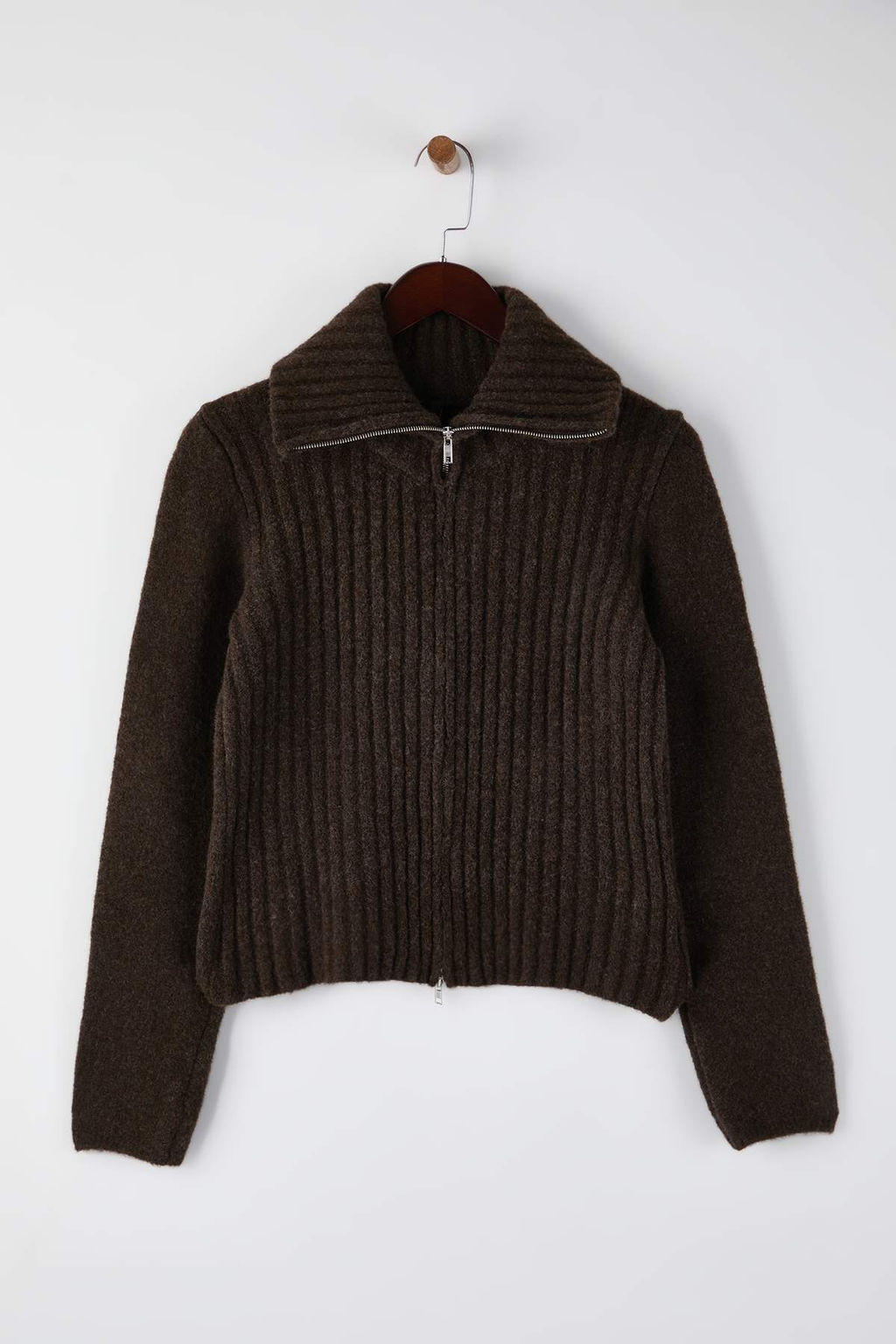 Wardrobe Essentials Koyu Gri Yun Kar?s?ml? Sakal/Tuylu Iplik Fermuarl? Triko H?rka | TWOAW26HI00149 - Trendyolmilla фото 16