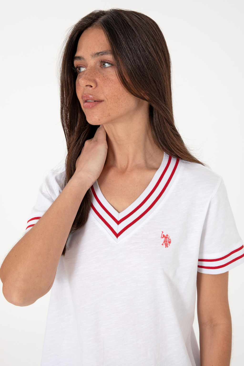 Kad_n Beyaz V Yaka Ti__rt Sepette S_rpriz _ndirim - U.s. polo assn фото 2