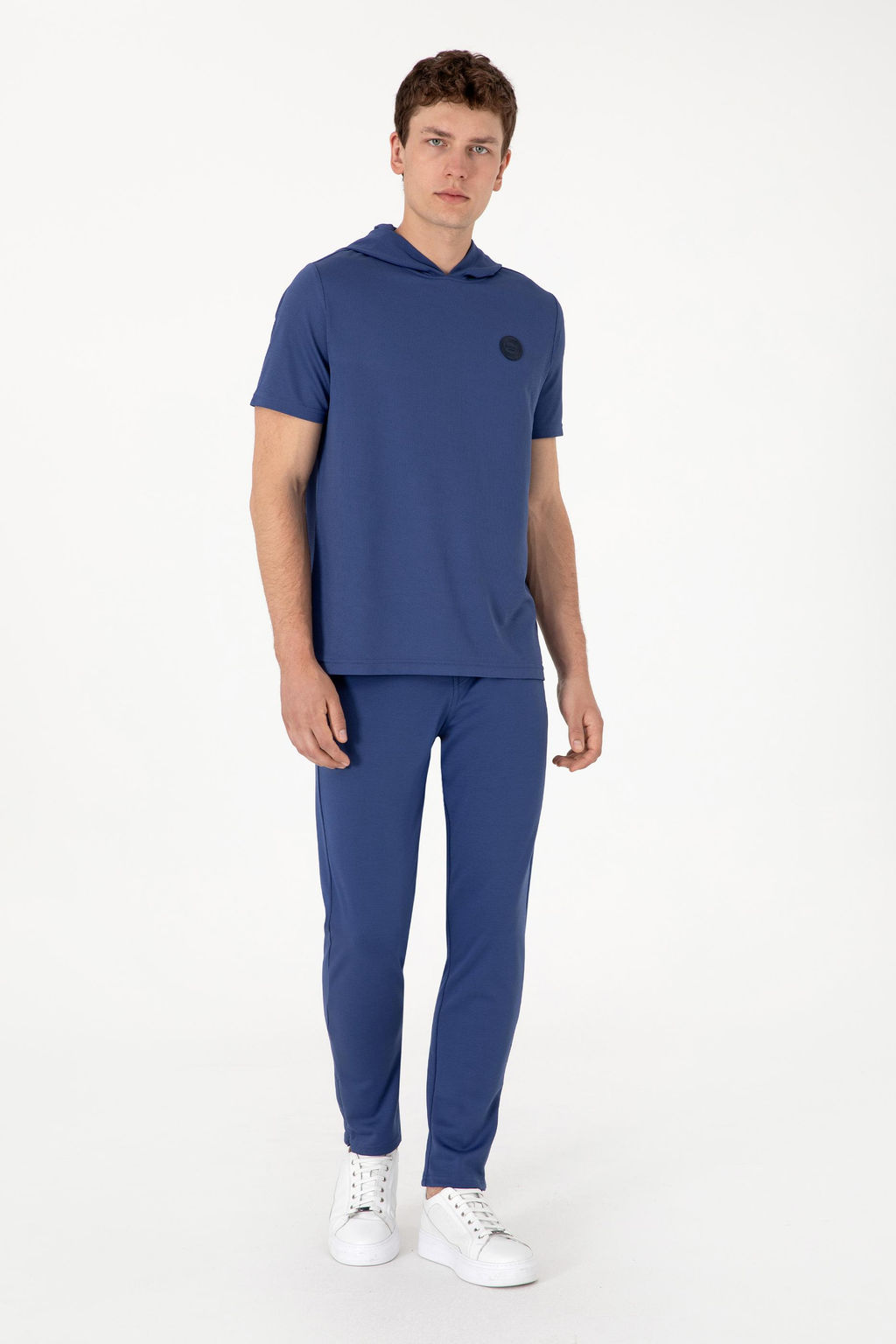 Erkek Regular Fit Bisiklet Yaka A__k Lacivert Ti__rt