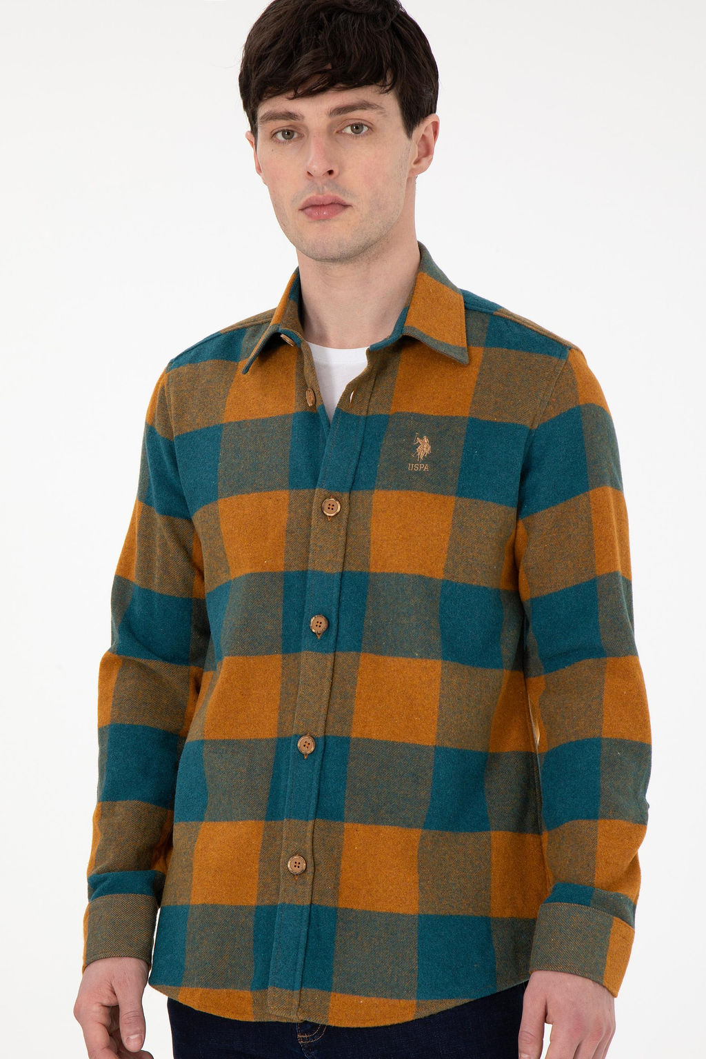 Мужская рубашка светло-коричневого цвета с длинным рукавом Неожиданная скидка в корзине - U.s. polo assn фото 3