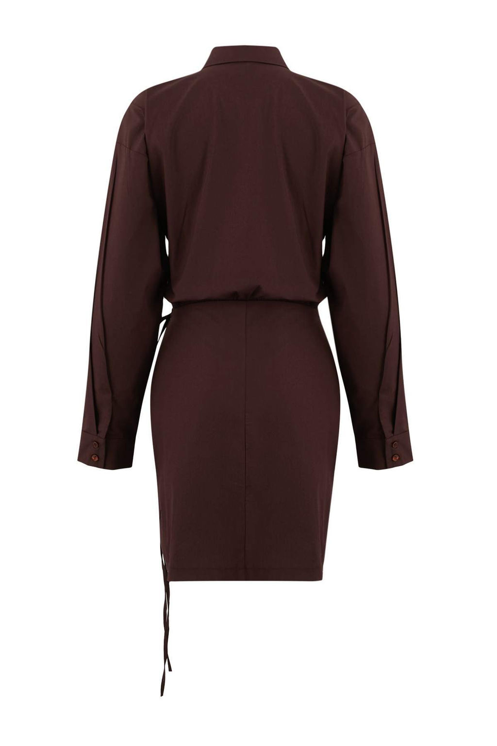 Limited Edition Kahverengi Mini Etek Detayl? Dokuma Elbise TWOSS26EL00070