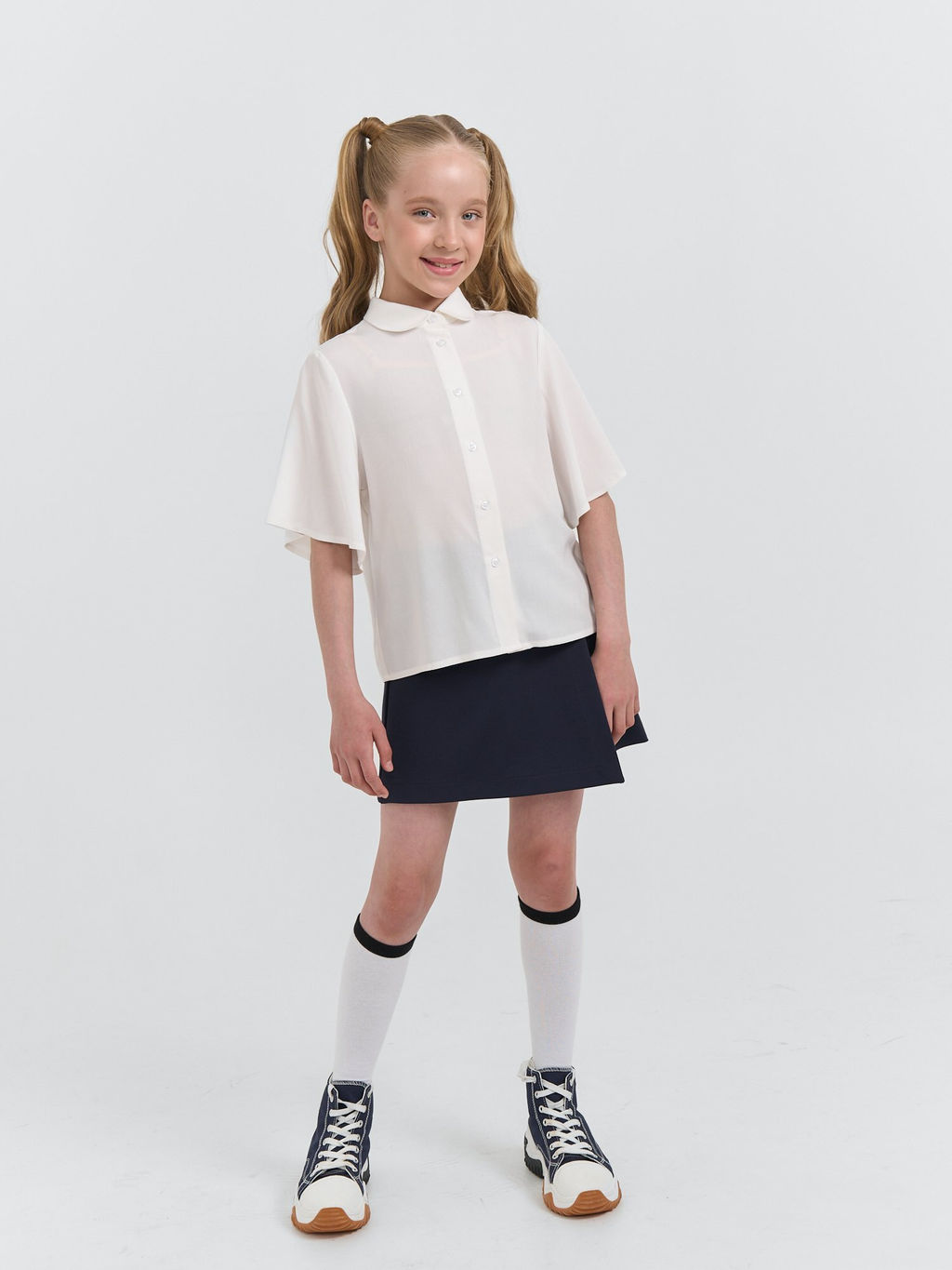 Блузка с коротким рукавом для девочки "Белая" 7+