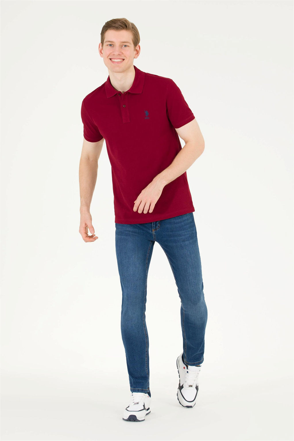 U. S. Polo Assn Мужская базовая футболка сливового цвета с воротником-поло - U.s. polo assn фото 9