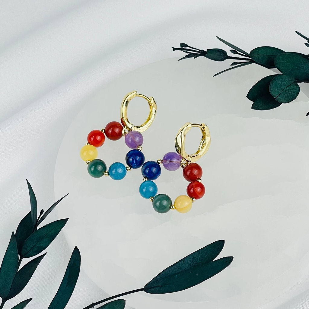 Серьги 7 чакр из Самоцветов
