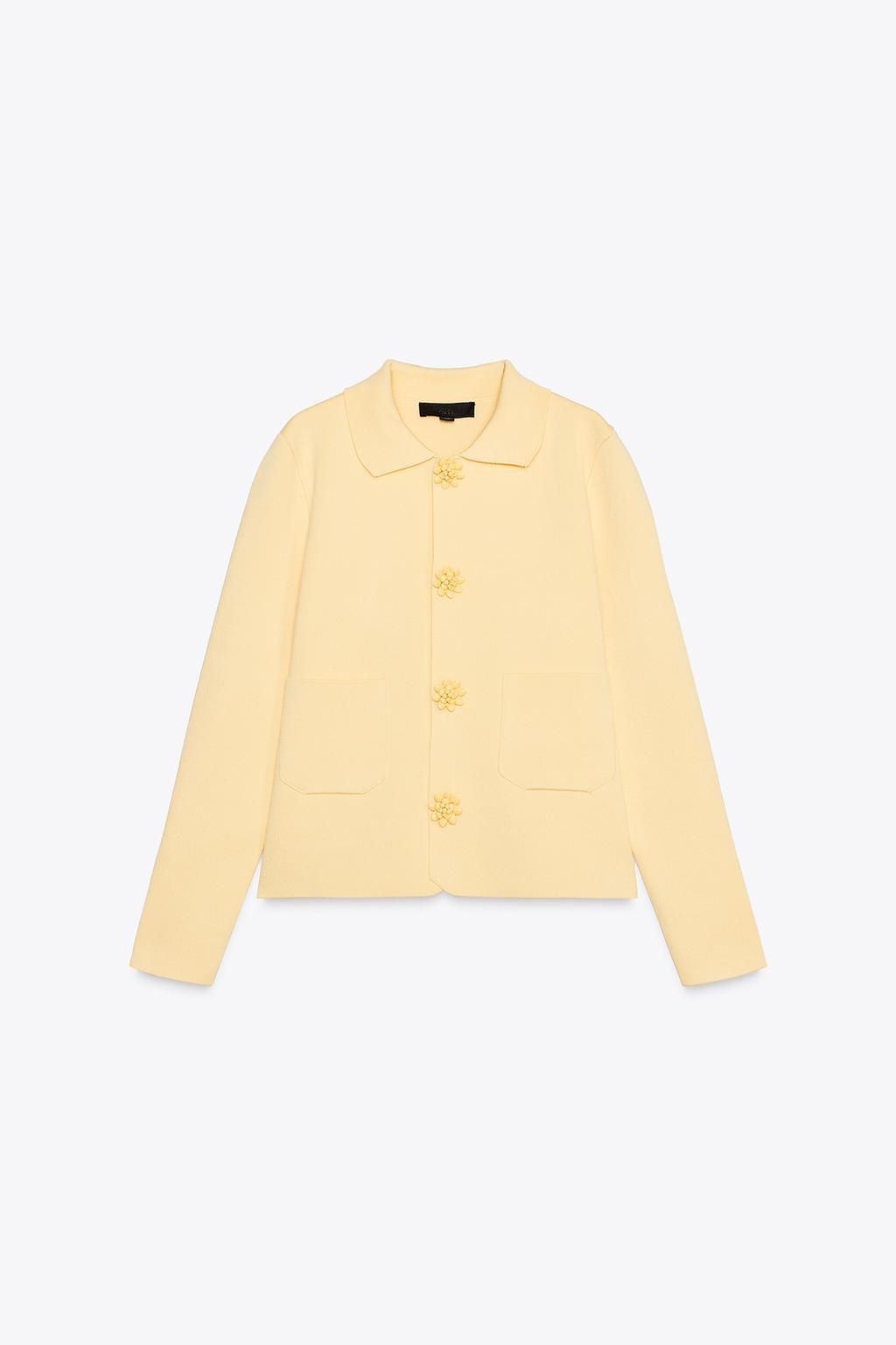 PLAIN KNIT JACKET WITH BEADED BUTTONS - Zara фото 5