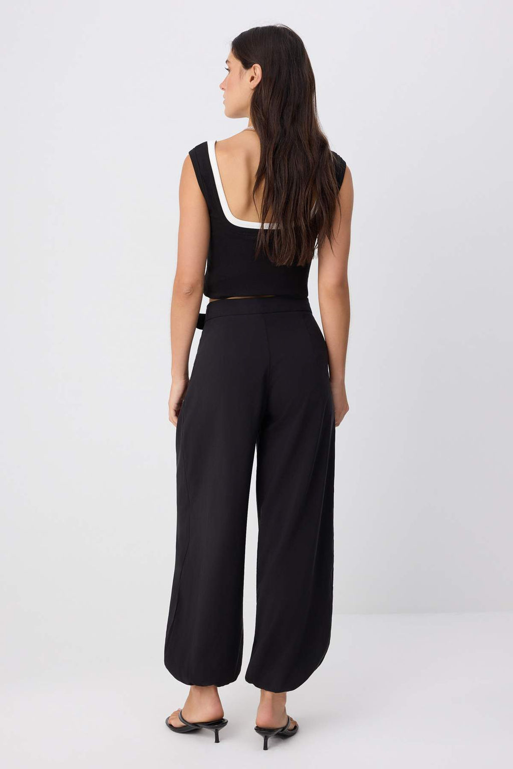 Siyah Modal Kemer Tokal_ Wide Leg Geni_ Pa_a Pantolon TWOSS26PL00235 - Trendyolmilla фото 4