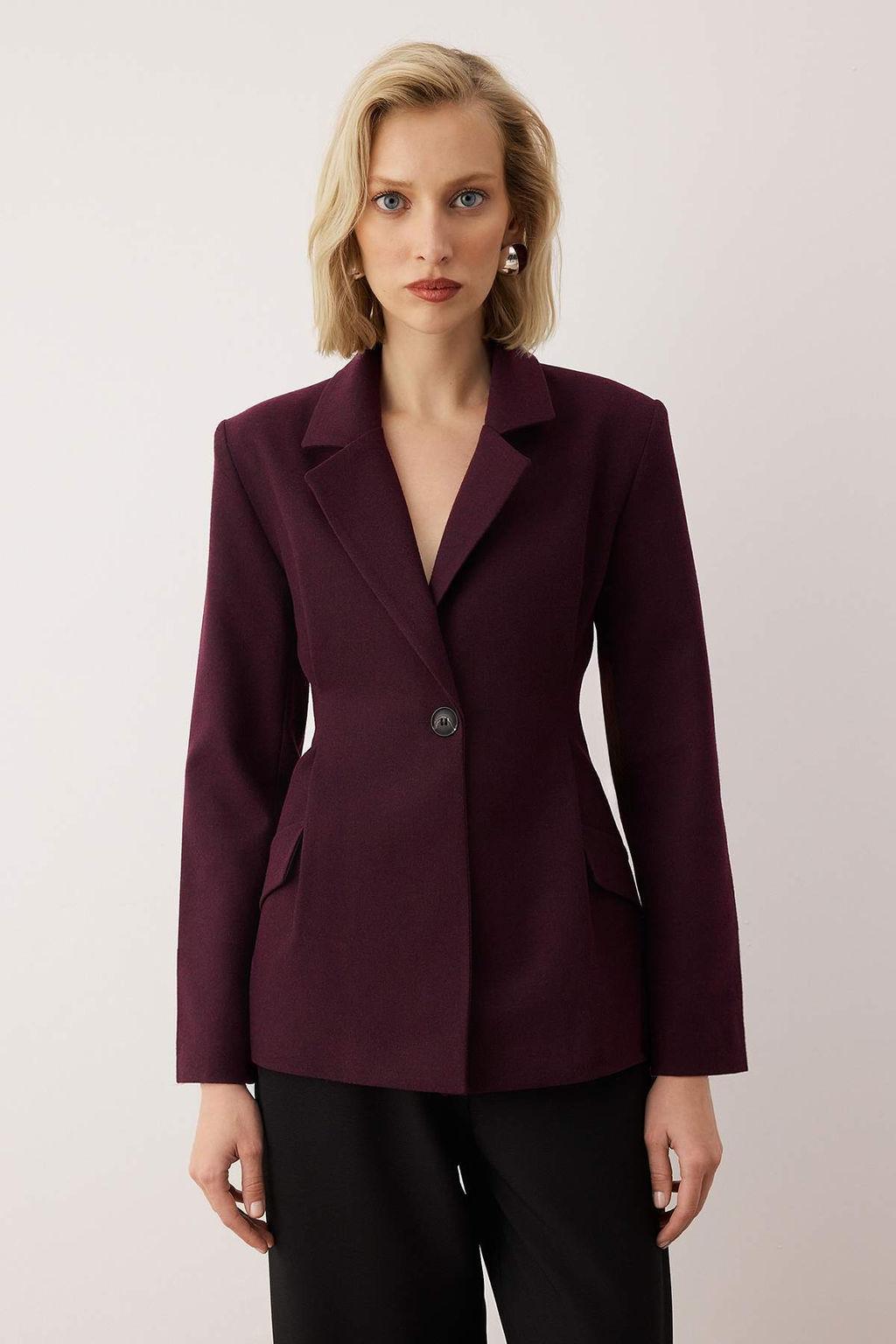 EXCLUSIVE Ozel Koleksiyon Bordo Fitted Kase Blazer Ceket TWOAW26BC00054 - Trendyolmilla фото 2