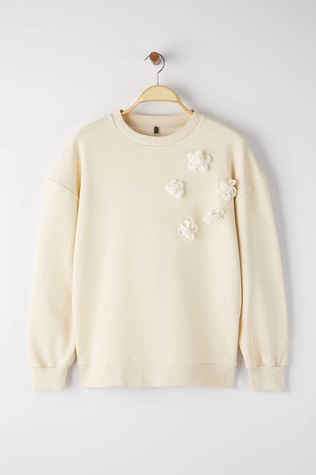 Tas Kal?n Sardonsuz Aksesuar Cicek Detayl? Oversize/Genis Kesim Orme Sweatshirt TWOAW26SW00004 - Trendyolmilla фото 5