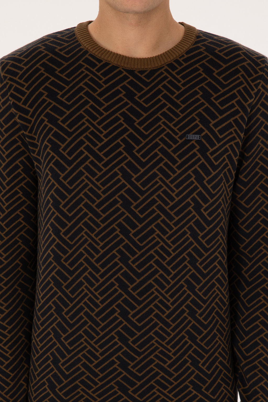 Erkek Slim Fit Bisiklet Yaka Haki Kazak - U.s. polo assn фото 13