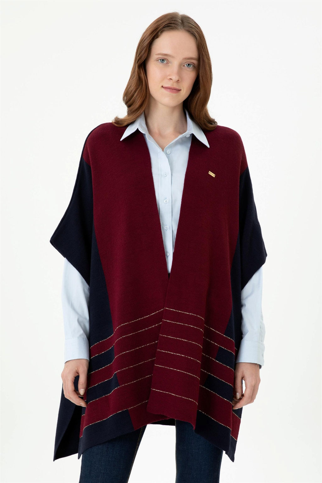 Женское темно-синее трикотажное пончо - U.s. polo assn фото 10