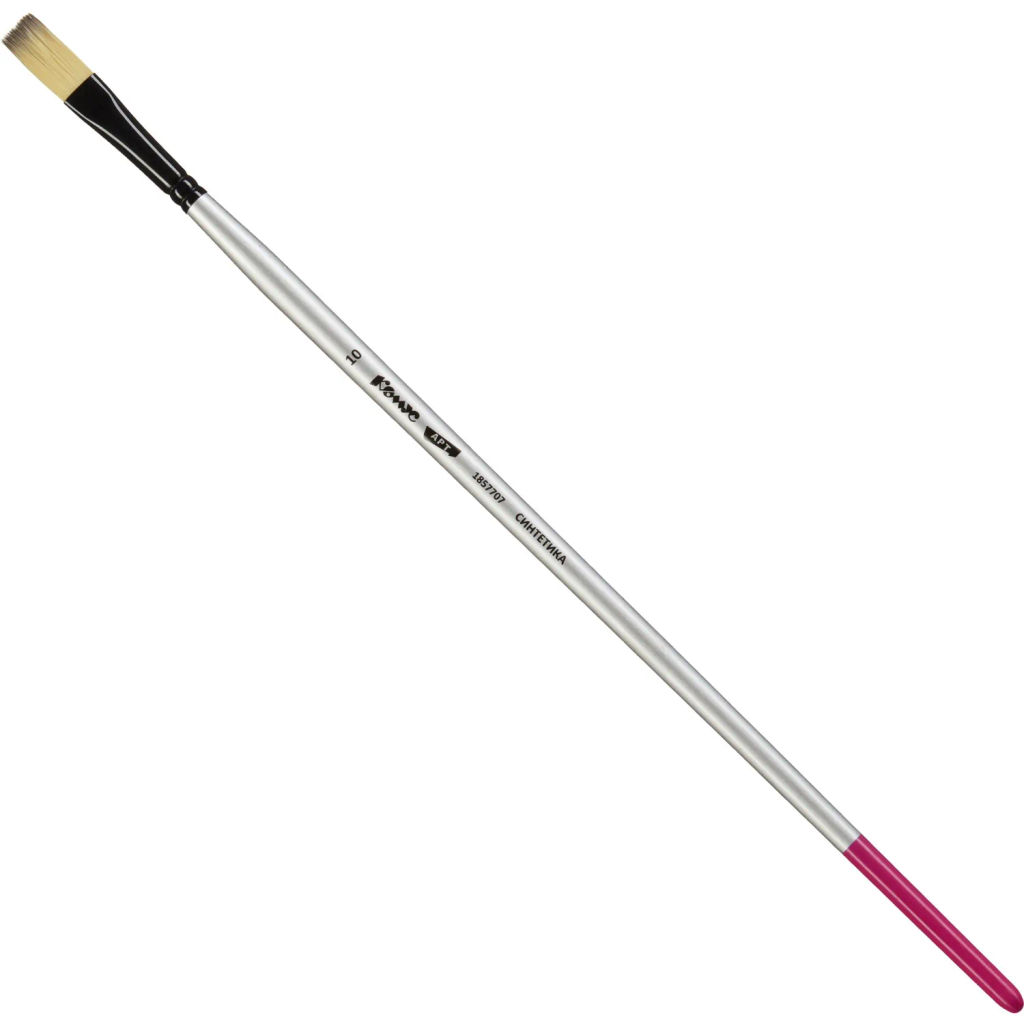 Кисть художественная Комус Арт синтетика средн.жест,плоск,№10,длинная ручка