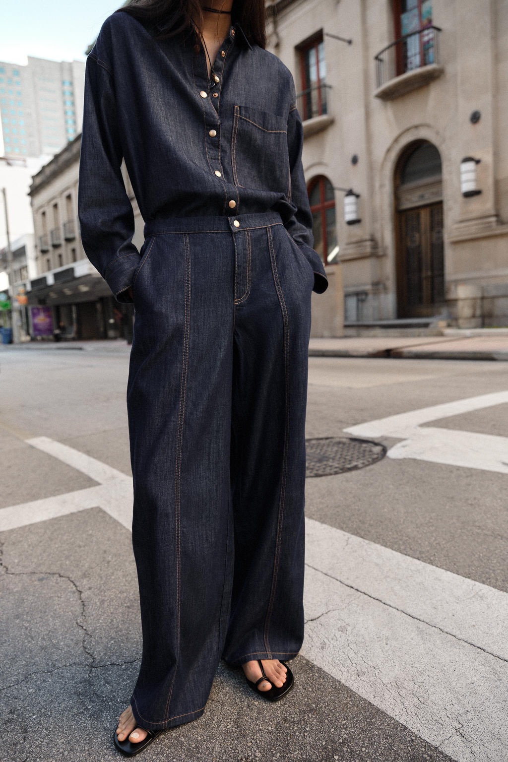 JEANS Z1975 JOGGER WIDE LEG TIRO ALTO / Azul - Zara фото 2