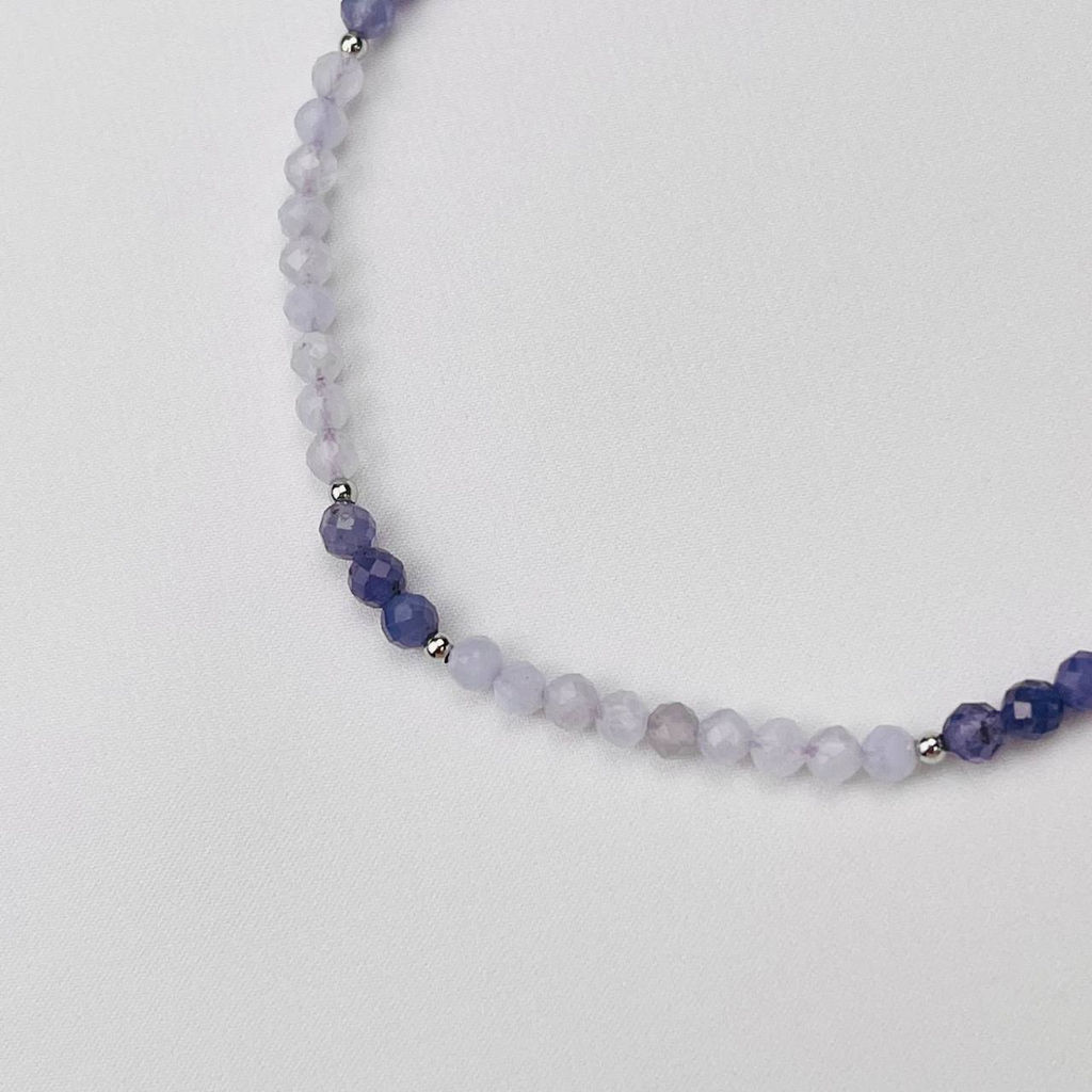 Колье из Голубого агата и Танзанита 41 см +