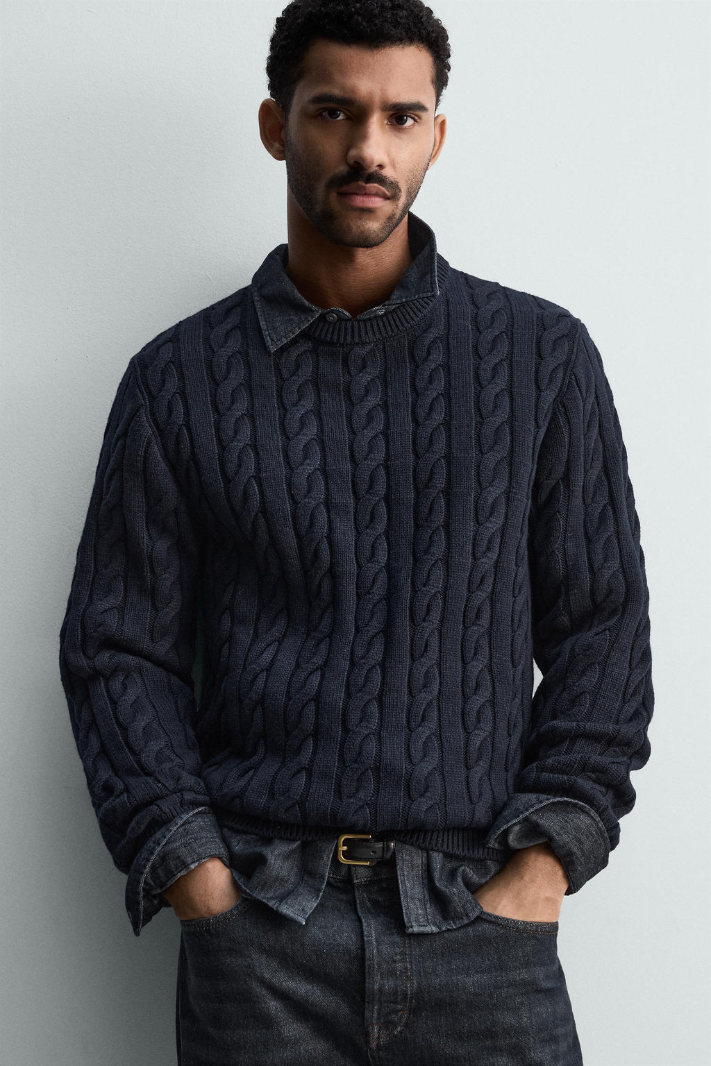 CABLE-KNIT TEXTURED JUMPER