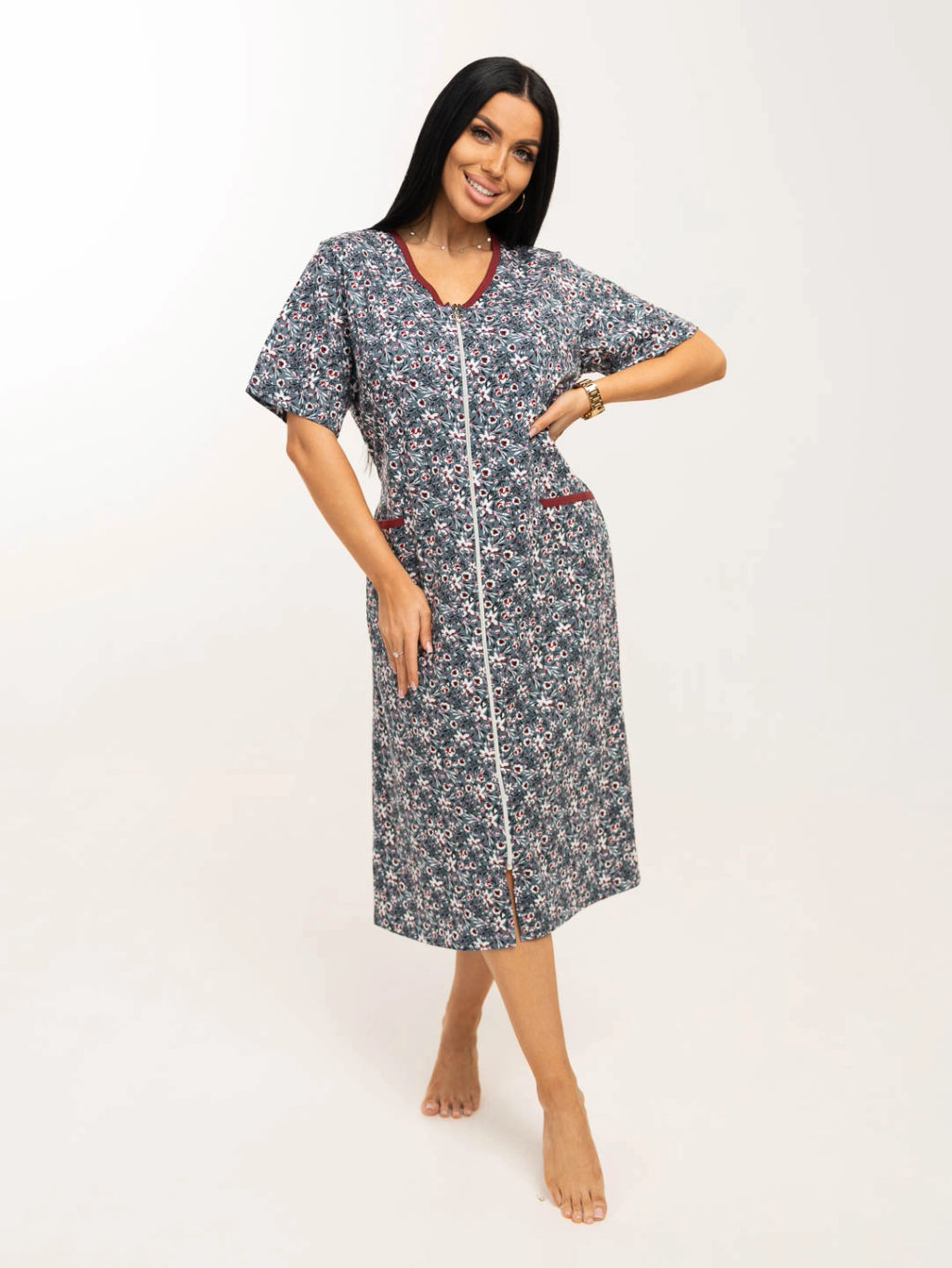 Халат женский, цвет Серо - зеленый