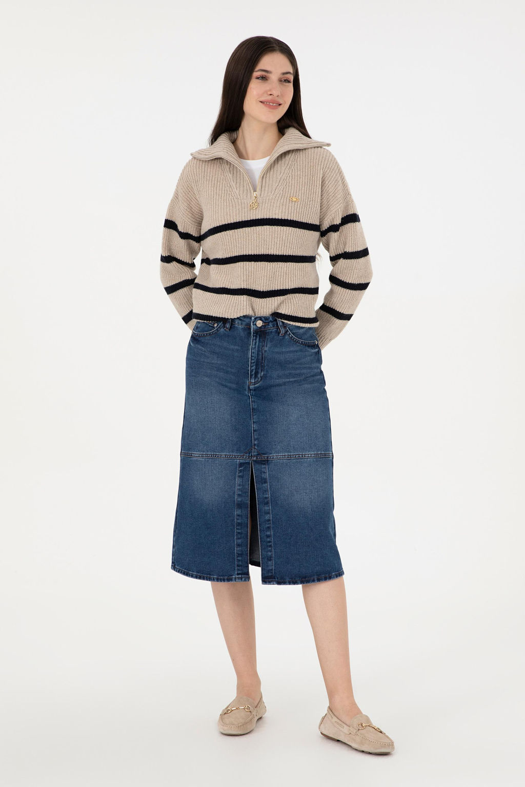 Юбка джинсовая U.S. Polo Assn синяя из хлопка с вискозой