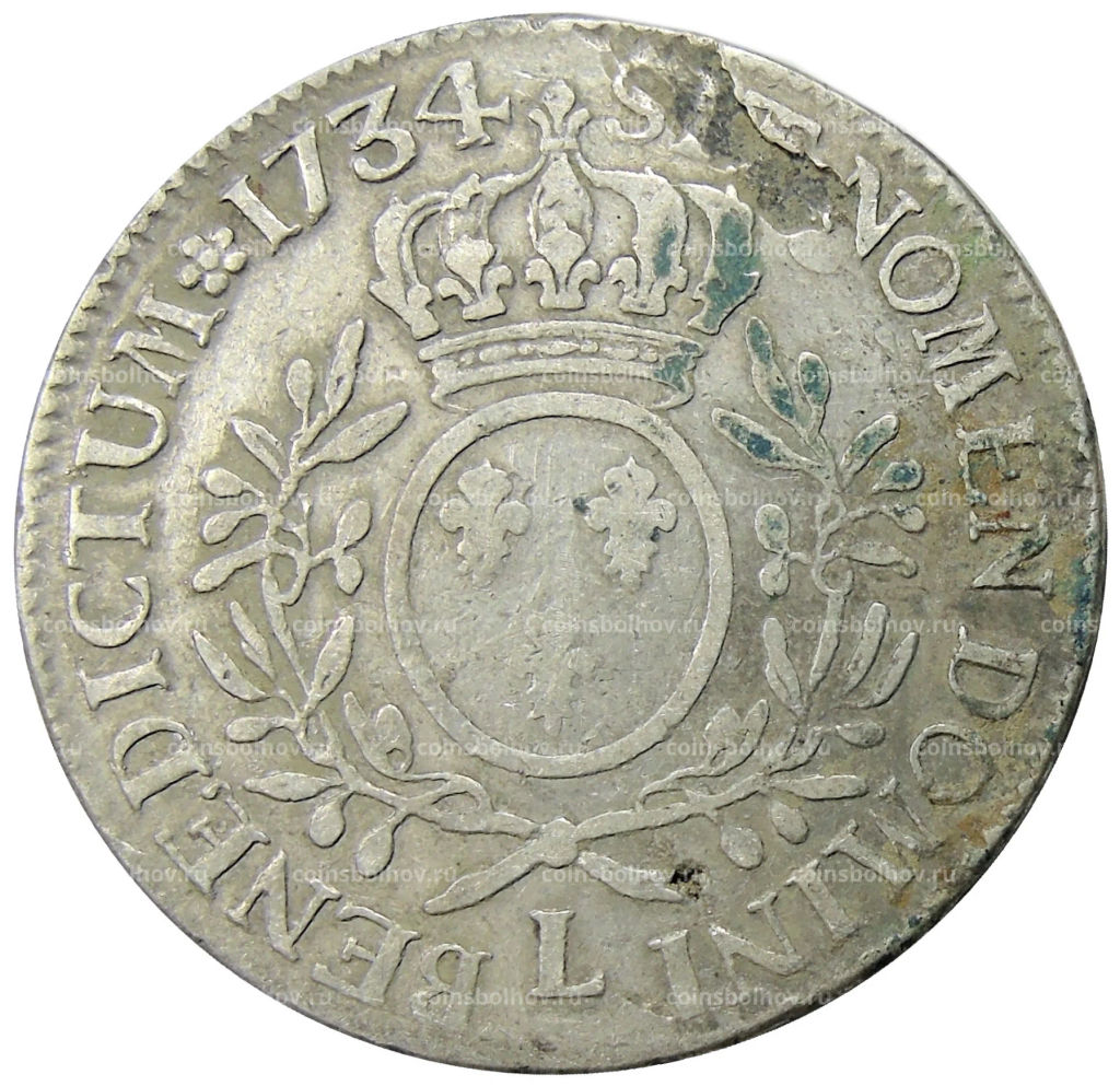 1 экю 1734 года L Франция (Людовик XV)