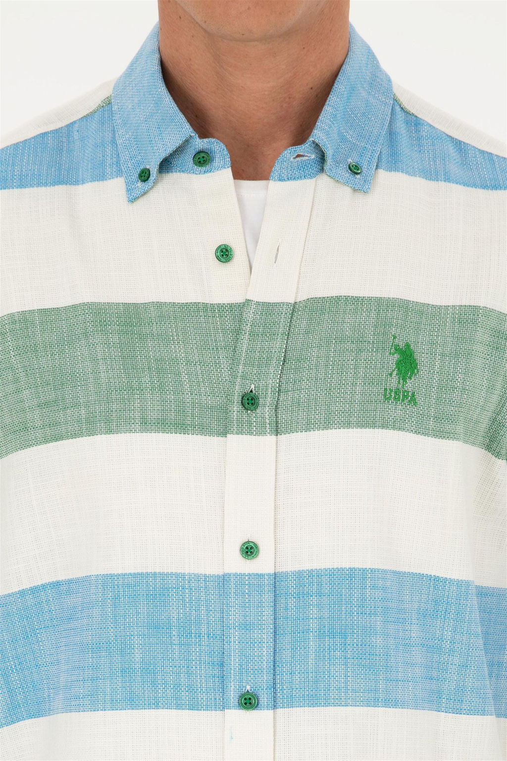 U. S. Polo Assn / Мужская зеленая рубашка с длинным рукавом - U.s. polo assn фото 6