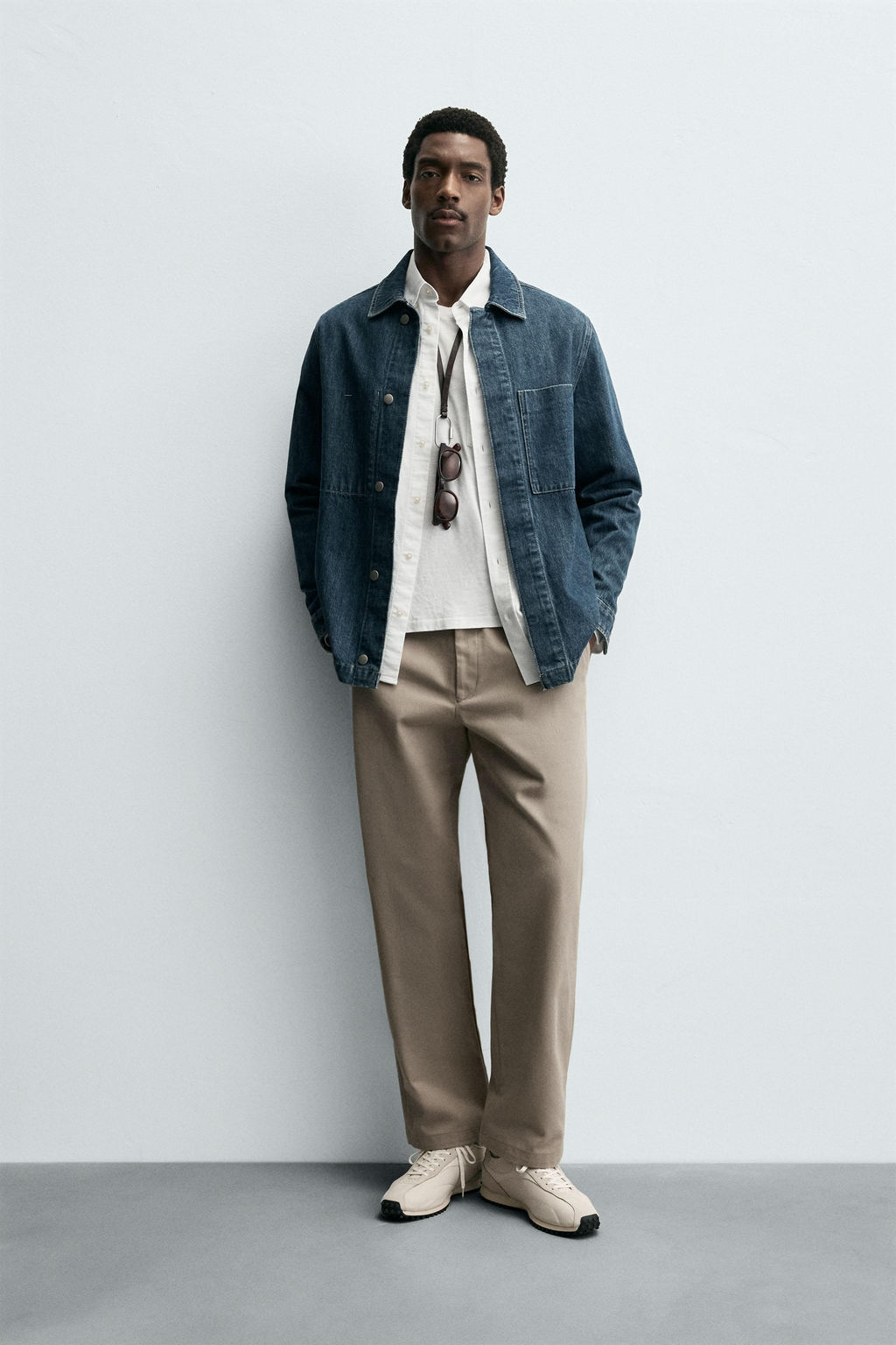 TEXTURED STRAIGHT-LEG TROUSERS