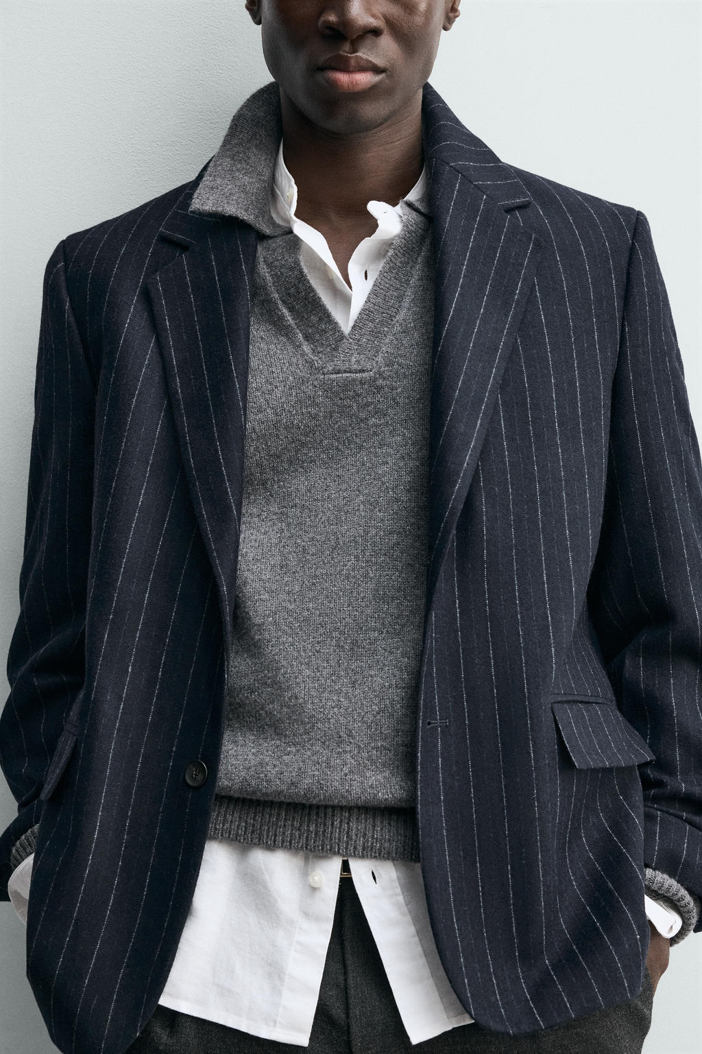 STRIPED FLANNEL BLAZER - Zara фото 12